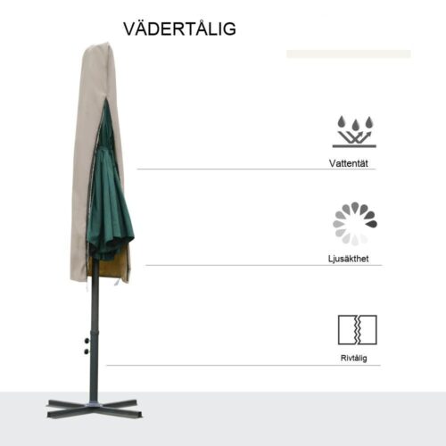 Väderbeständigt Cantilever Parasollskydd, vindtätt, Khaki, Ø63 x 164 cm