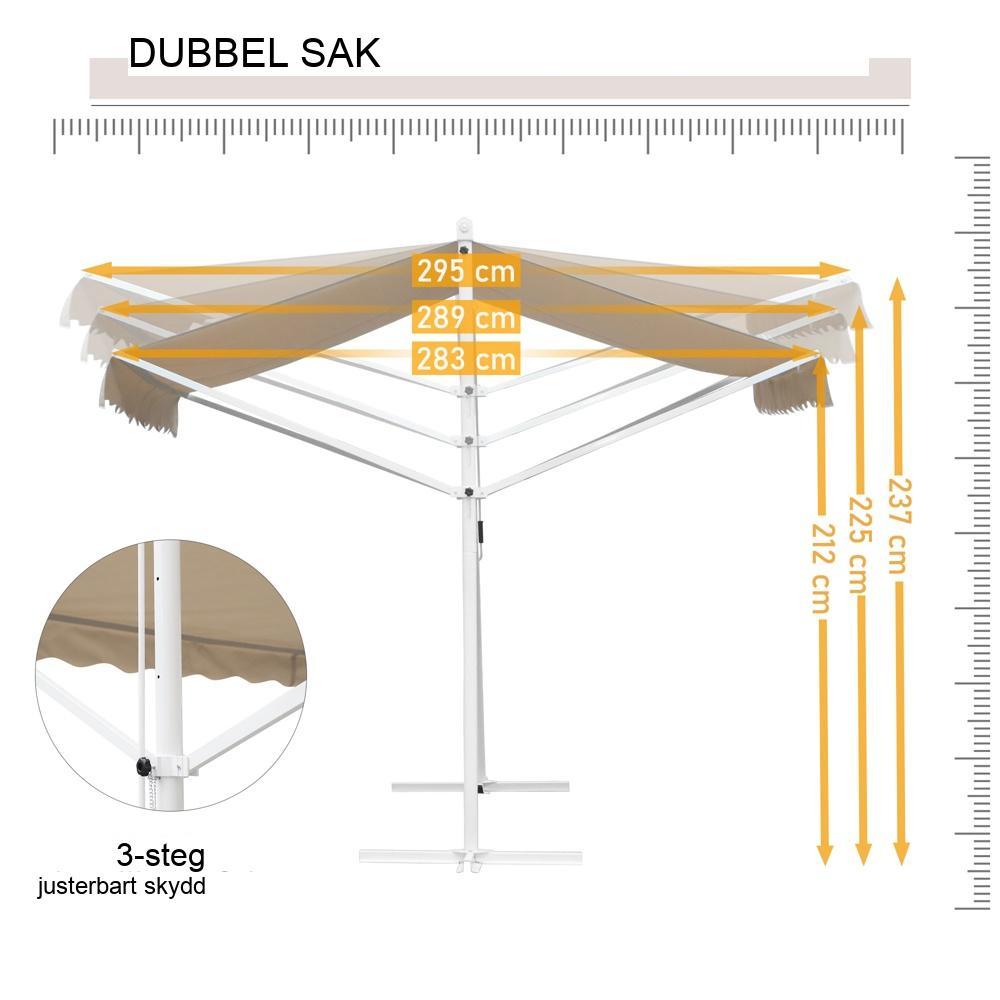 Beige Fristående trädgårdsmarkis 3x3m med vev och uppfällbara armar för uteplats