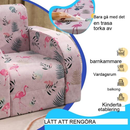 Flamingo barnfåtölj och soffa, liggande, hopfällbar, 1,5-3 år