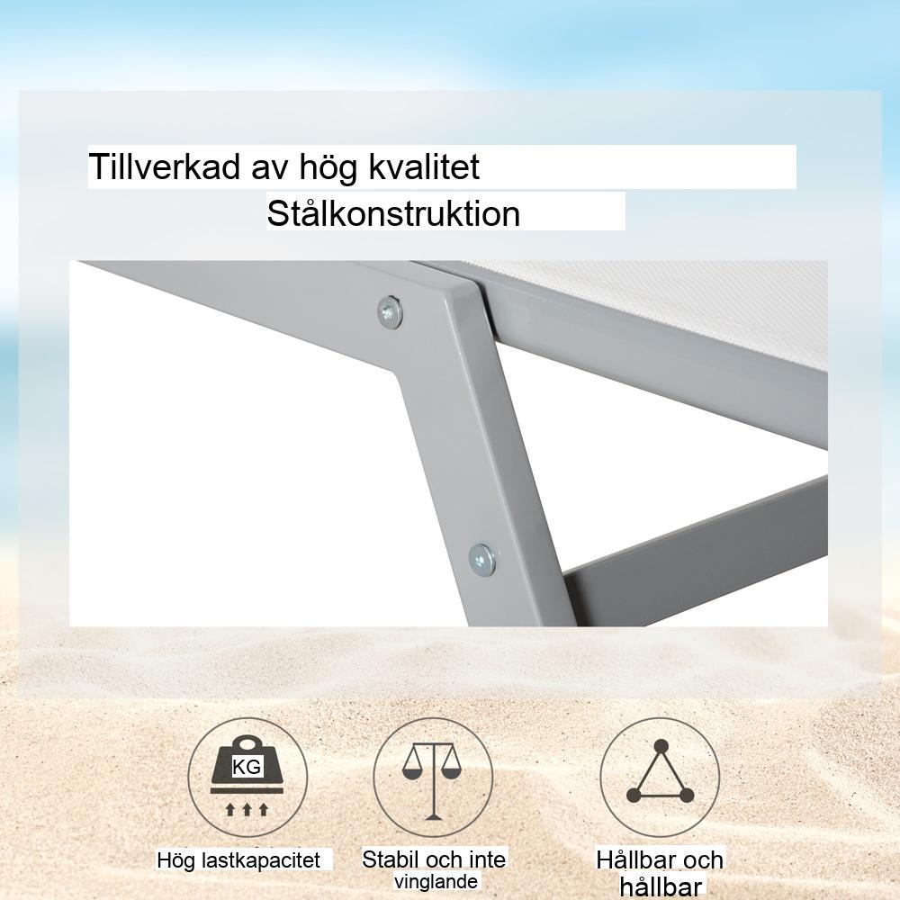 Justerbar solstol i metallnät gräddvit, uteplats trädgårdsmöbler