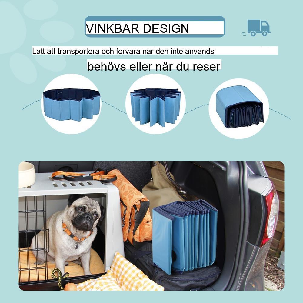 Stor blå hundpool – Svalkande PVC träpool för hundar Ø140xH30cm