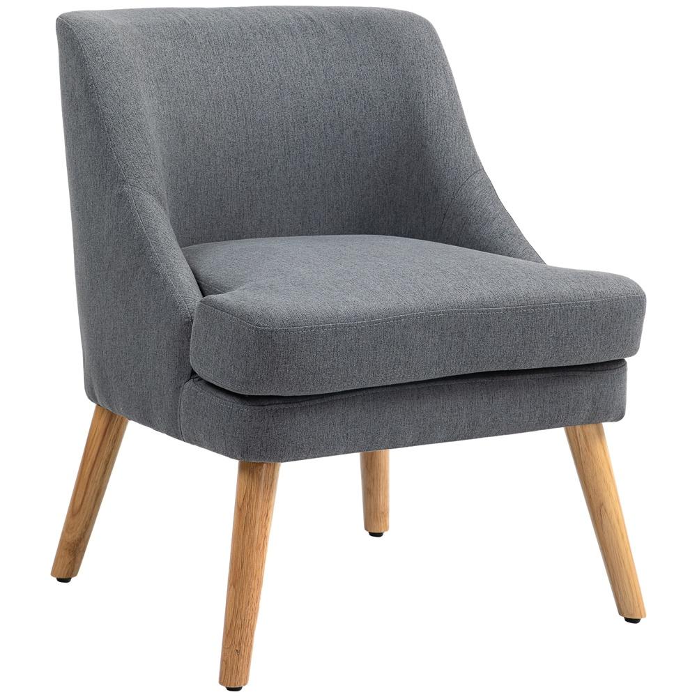 Scandinavian Linen Look Lounge Chair – Mörkgrå med armstöd