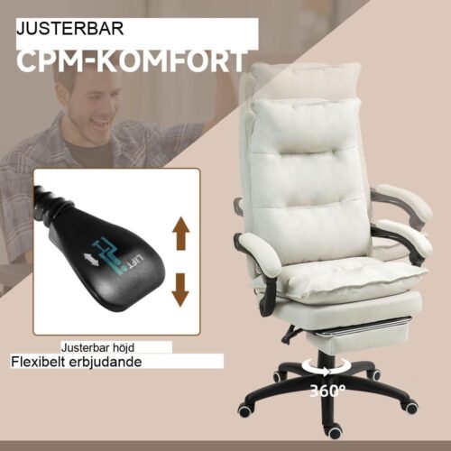 Ergonomisk spelstol med massage, liggande, fotstöd, justerbar höjd