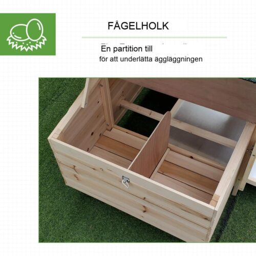 Rymlig Pine Wood Bantam Chicken Coop med Run och Nesting Box 196x76cm