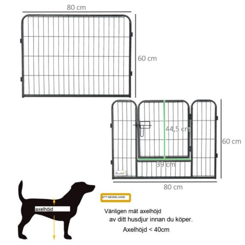 Anpassningsbar hundlekhage med 12 paneler, inhägnad för valplopp inomhus utomhus
