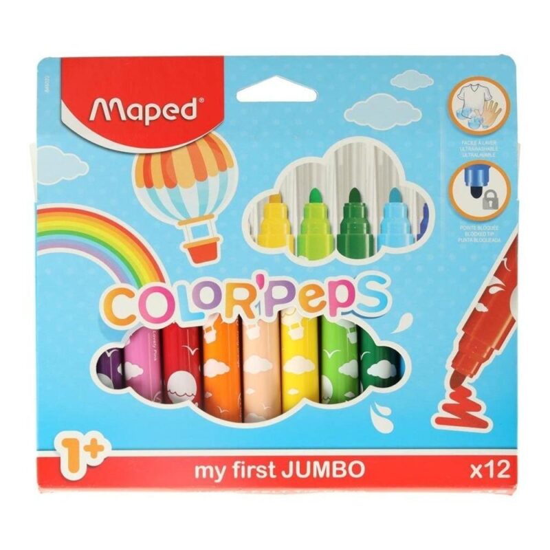 Jumbo Color Washable Markers för småbarn, tjock spets, 12-pack