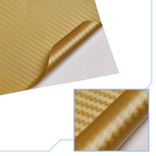 3D Guld Kolfolie Wrap – 1,27x28M – Slitstark termoplastfilm för bilar och mer