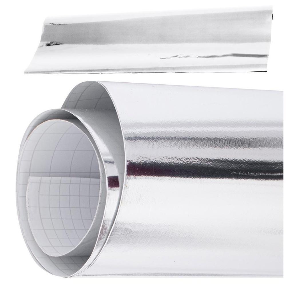 Krom silver spegelfilm, självhäftande, termoplast, 1,52x18M