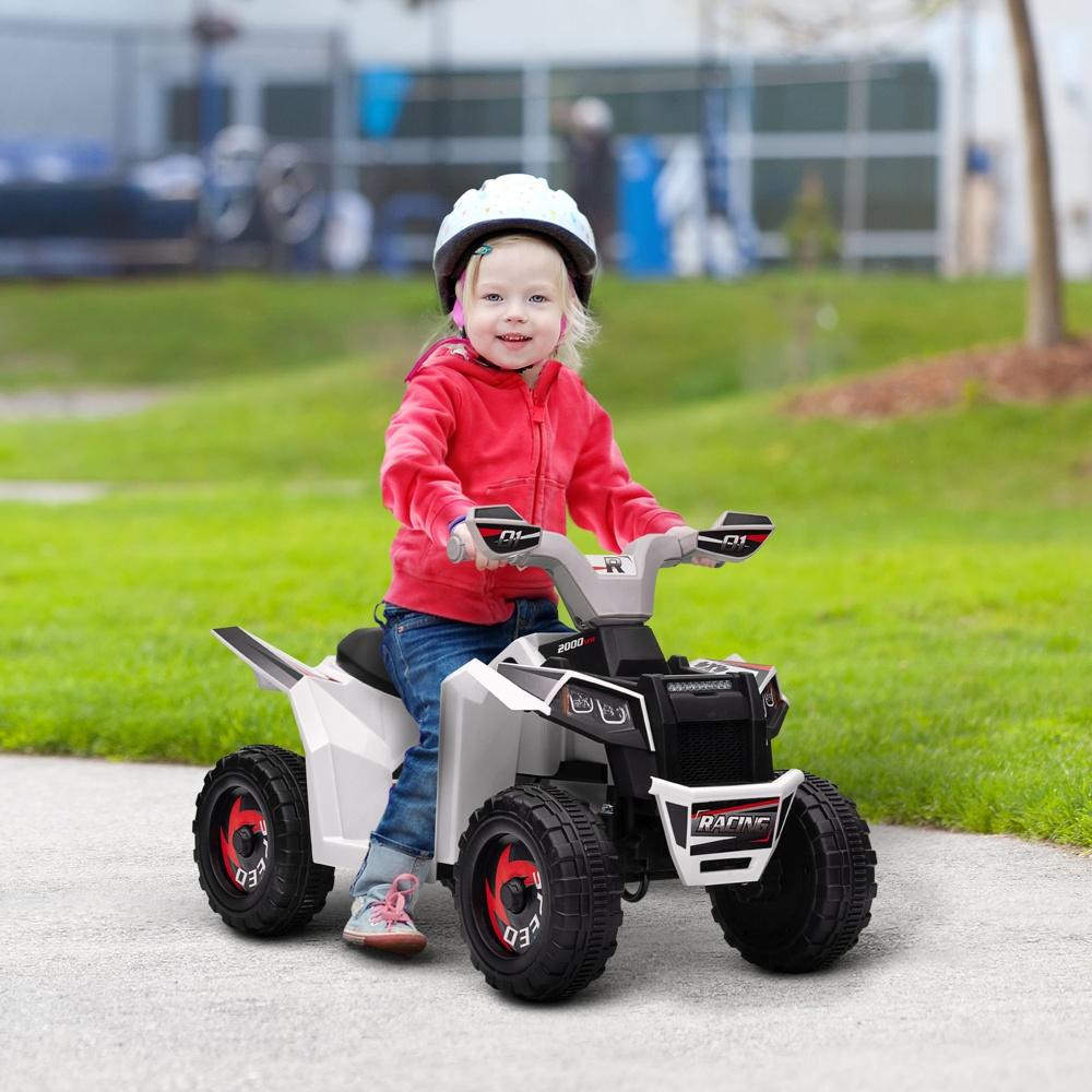 White Electric Kids Quad Ride On, 2,5 km/h hastighet, 1,5-3 år