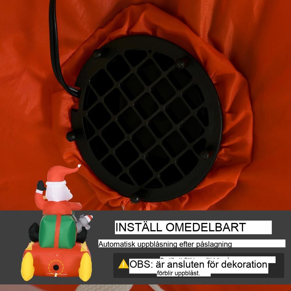 Jätte uppblåsbar LED-tomte med renar – Självuppblåsande juldekoration