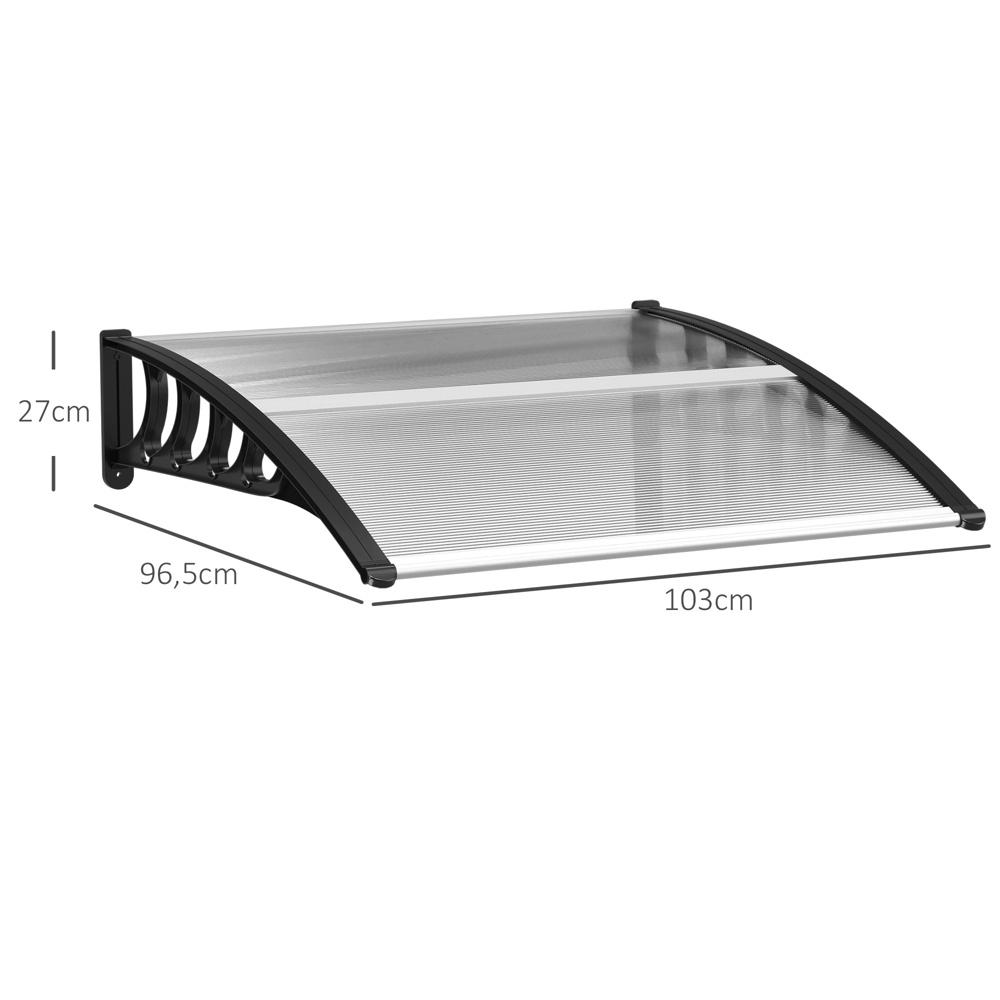 Svart Aluminium Dörrkapell UV Regn Solskydd 103×96,5cm