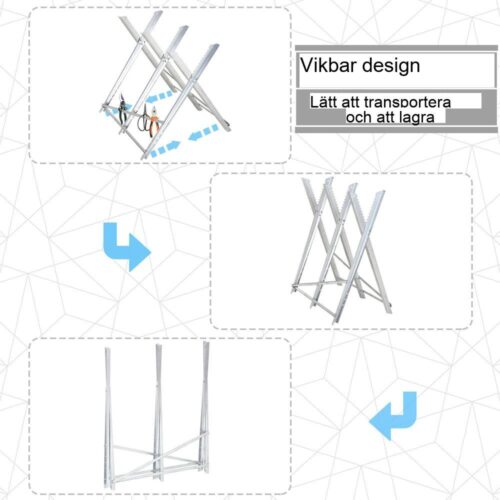 Kraftig hopfällbar såghäst – 100 kg kapacitet, stabil metallram