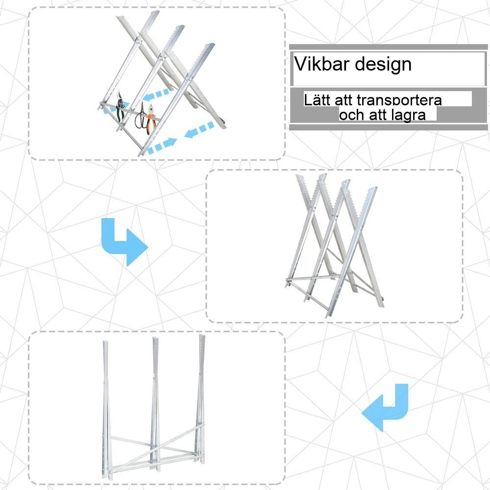 Kraftig hopfällbar såghäst – 100 kg kapacitet, stabil metallram