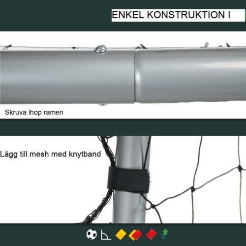 Portable Steel Soccer Goal, 300 x 200 cm för träning och bakgårdslek