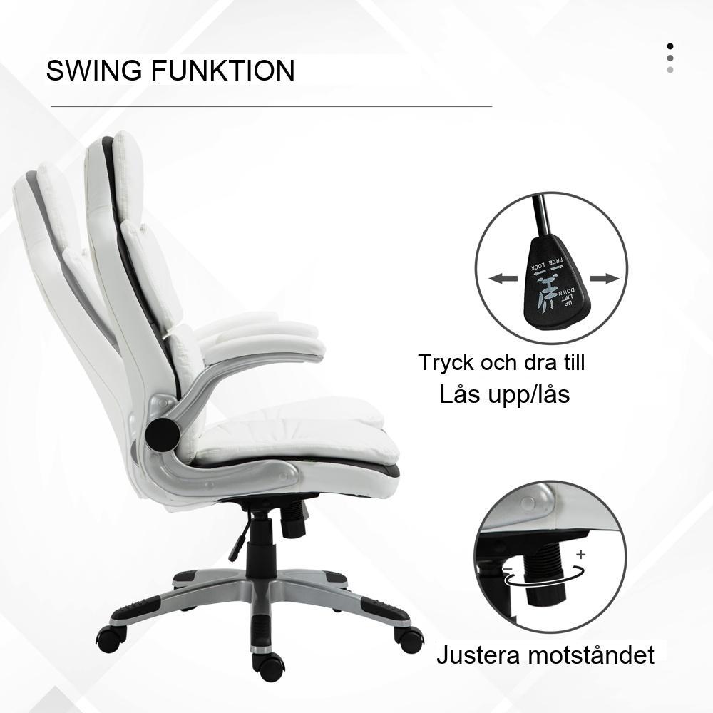 Ergonomisk kontorsstol med höjdjustering, gung- och fällbara armstöd