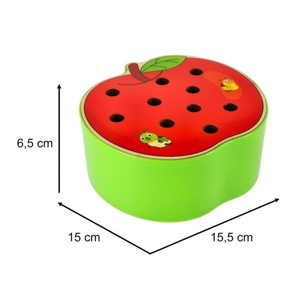 Magnetisk trä Caterpillar Äpplesorteringsspel för småbarn