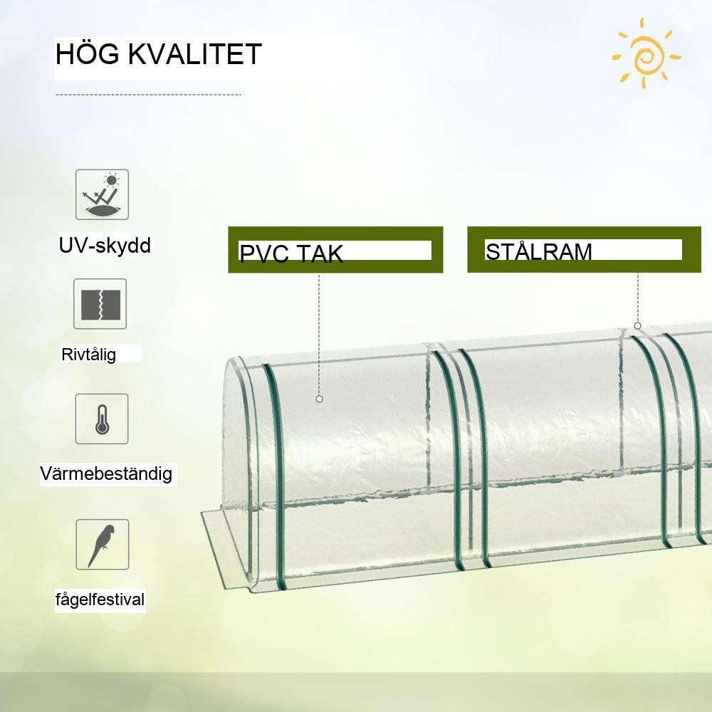 Robust växthus i stål med dörrar – förläng växtsäsong 395x100x80cm