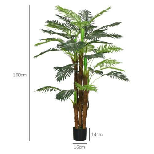 Realistisk 160 cm konstgjord palm med 36 grenar, inomhus utomhusdekorplanta