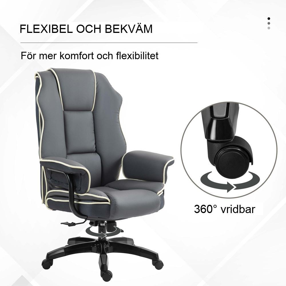 Ergonomisk liggande kontorsstol, justerbar höjd, modern och bekväm