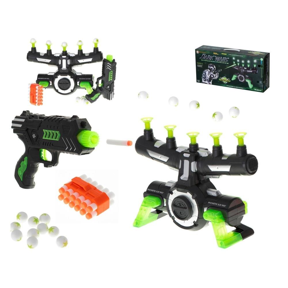 Glow-in-the-Dark Air Shooting Game med flytande bollar och dartpistol