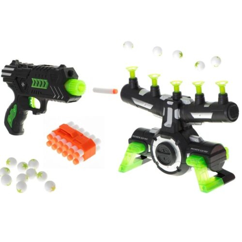 Glow-in-the-Dark Air Shooting Game med flytande bollar och dartpistol