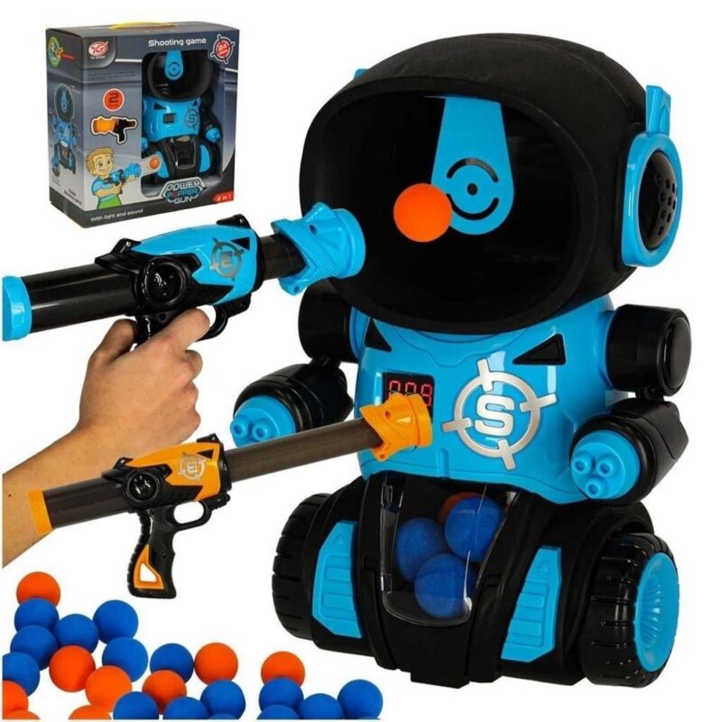 Kids Robot Target Shooting Arcade Game Set med pistoler och bollar