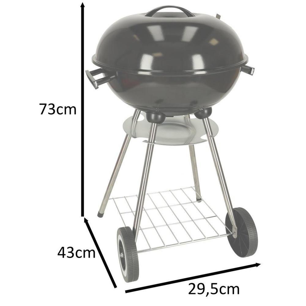 Bärbar kolgrill med ventilationsskydd och hylla