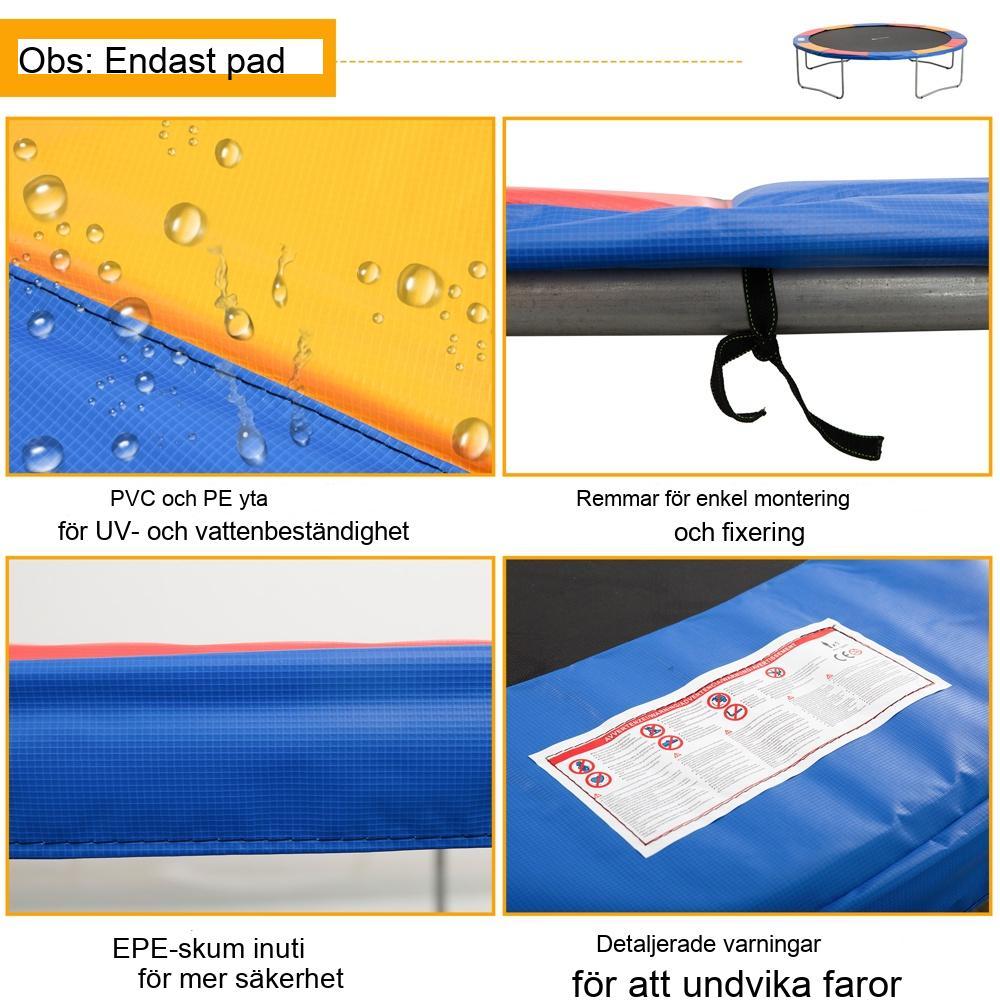 Trampolin Säkerhetskantskydd och nät 8ft-15ft Diameter färgglad skyddsuppsättning