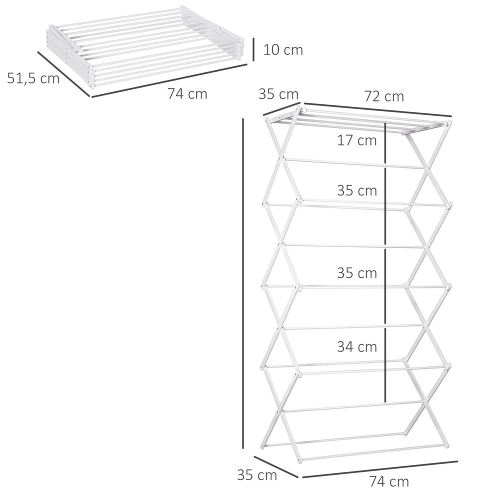 Stort hopfällbart torkställ 8-vånings metall Vit 74x35x144cm