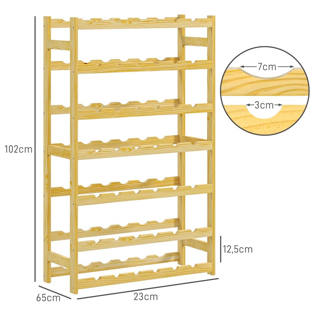 Vinställ i trä med 42 flaskor med tippskydd – naturlig finish