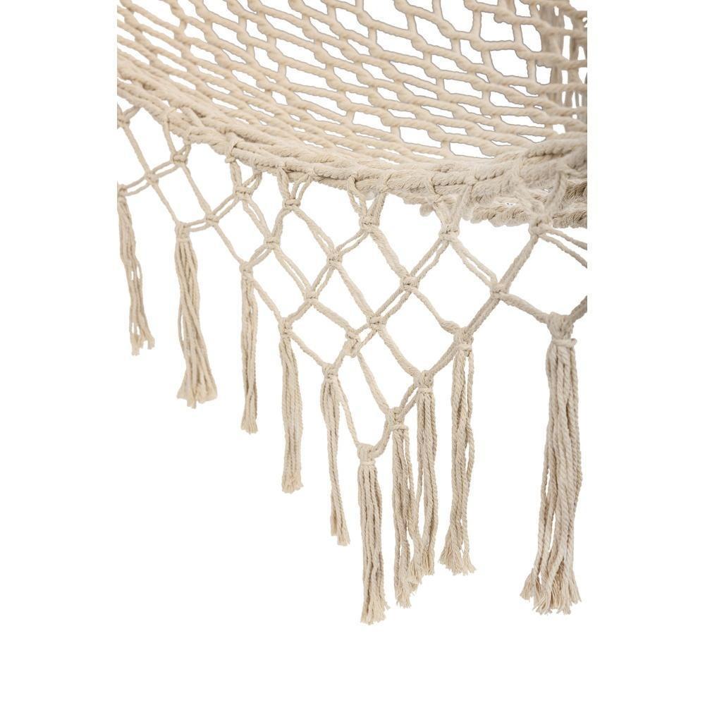 Boho Mesh trädgårdshängmatta med tofsar, 200 cm, beige, rymmer 250 kg