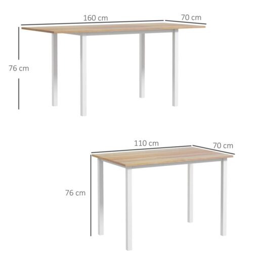 Utdragbart matbord för 6, stål och brunt, utrymmesbesparande design 110-160 cm