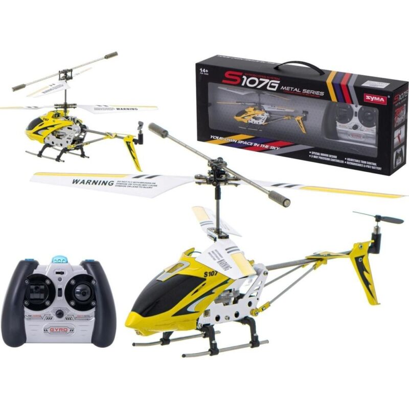 SYMA S107G Metal Series RC Helikopter – Gul, upp till 10 min flygtid