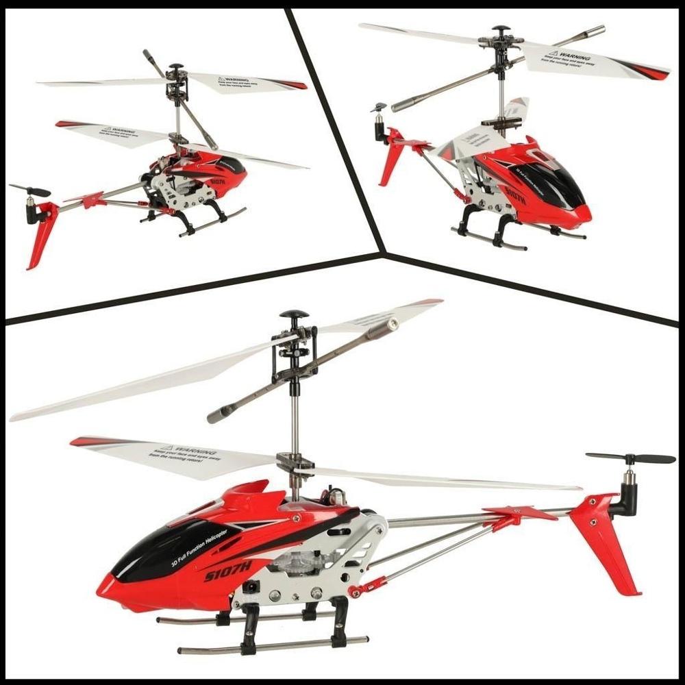 Syma S107H Röd RC Helikopter – Hållbar, stabiliserad flygning, LED-lampor