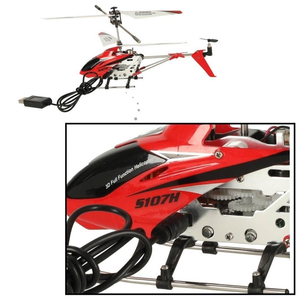 Syma S107H Röd RC Helikopter – Hållbar, stabiliserad flygning, LED-lampor