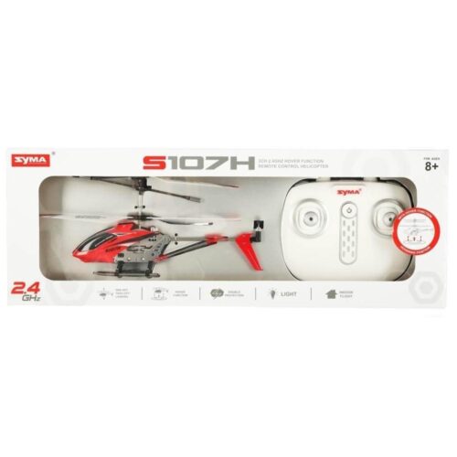 Syma S107H Röd RC Helikopter – Hållbar, stabiliserad flygning, LED-lampor