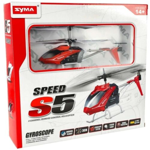 Syma S5 RC Helikopter – Röd, 3-kanals gyrostabiliserad för nybörjare