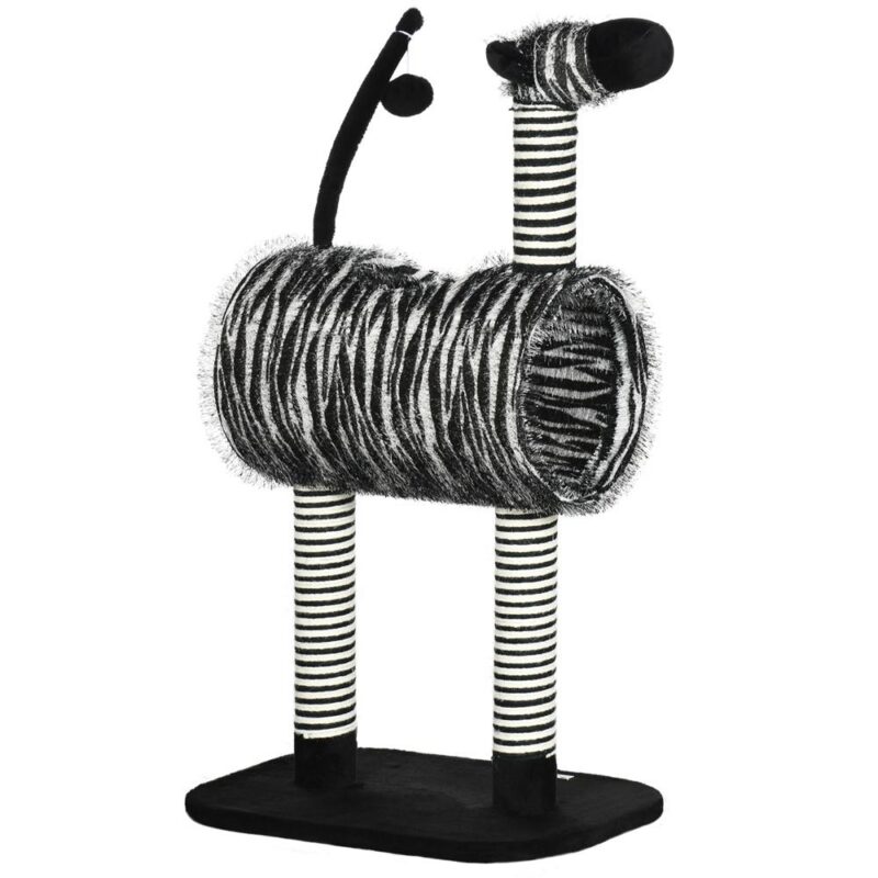 Zebra Design Cat Tree med skrapstolpar och tunnel, 93 cm hög