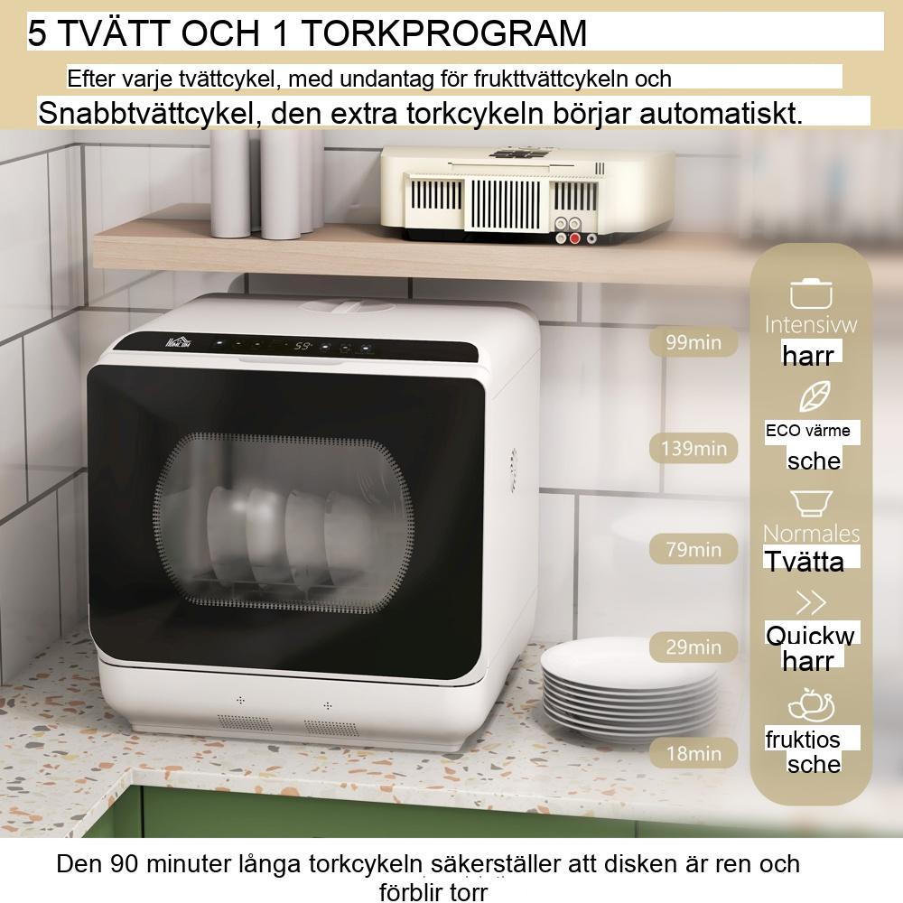 Kompakt minidiskmaskin – 4 platsinställningar, 6 diskprogram, vattentank och krananslutning