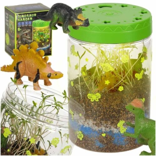 Dinosaur Terrarium-projektor med LED-nattljus, 3 dinosaurier och interaktiv lekset