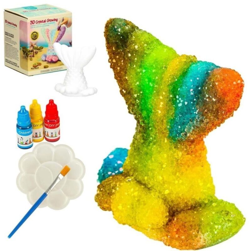 Mermaid Tail Crystal Growing Kit – STEM-leksak för barn, måla och skapa glittrande kristaller