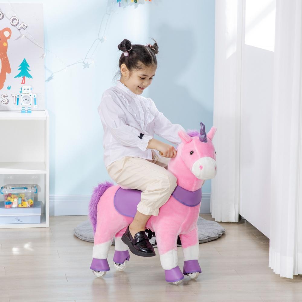 Rosa Unicorn Ridhäst, gunghäst med pedaler för barn från 3 år och uppåt