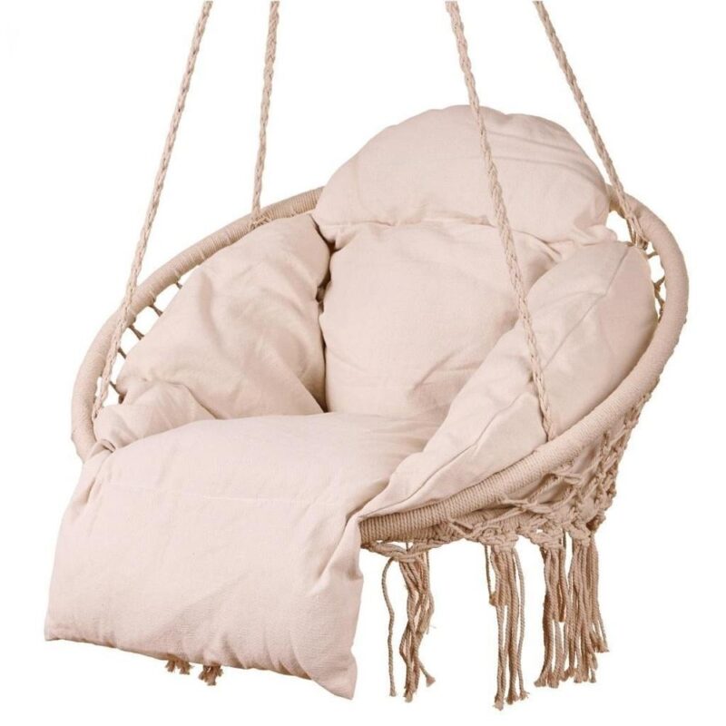 Avkopplande Stork’s Nest Swing med XL-kudde, Ecru, 120 kg kapacitet