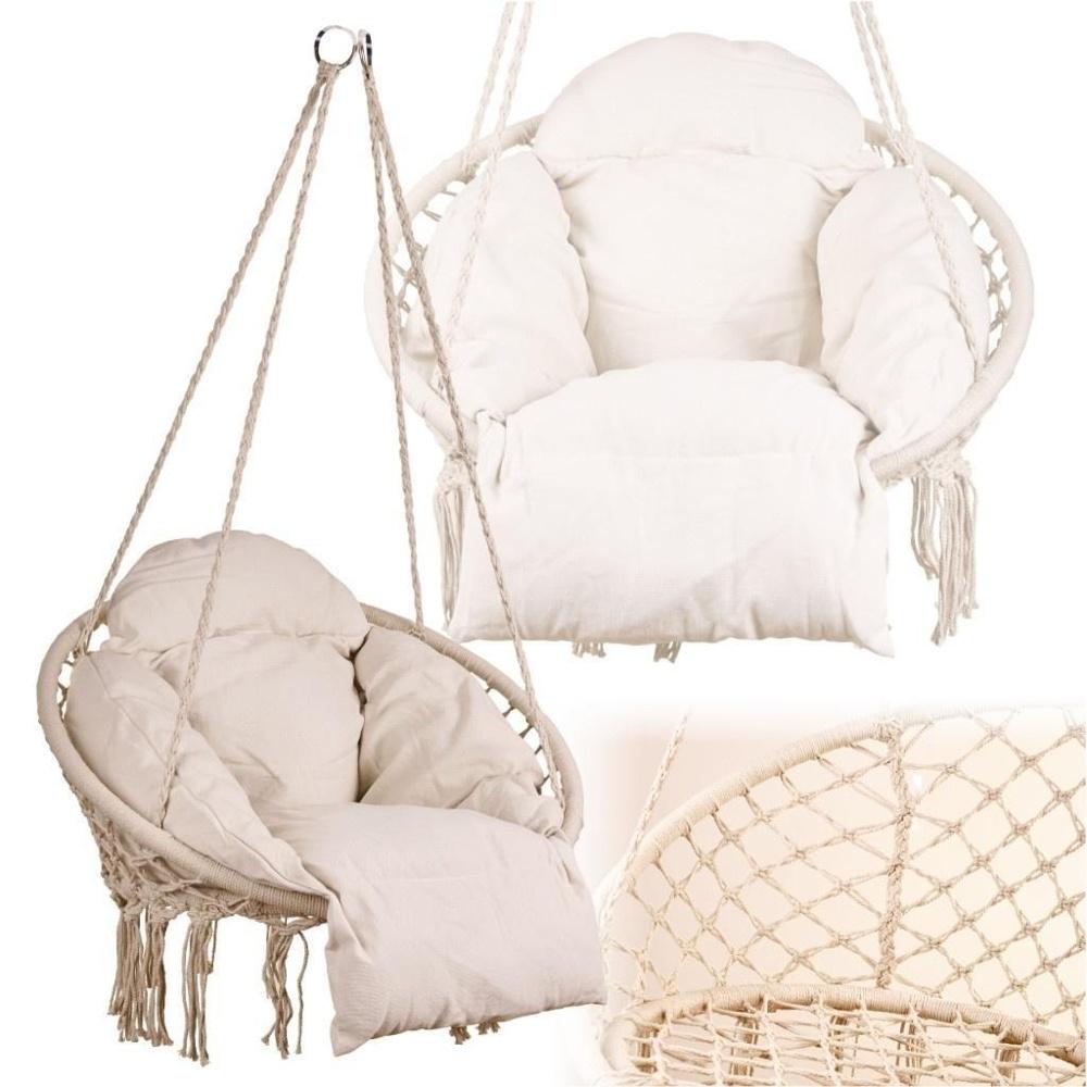 Avkopplande Stork’s Nest Swing med XL-kudde, Ecru, 120 kg kapacitet