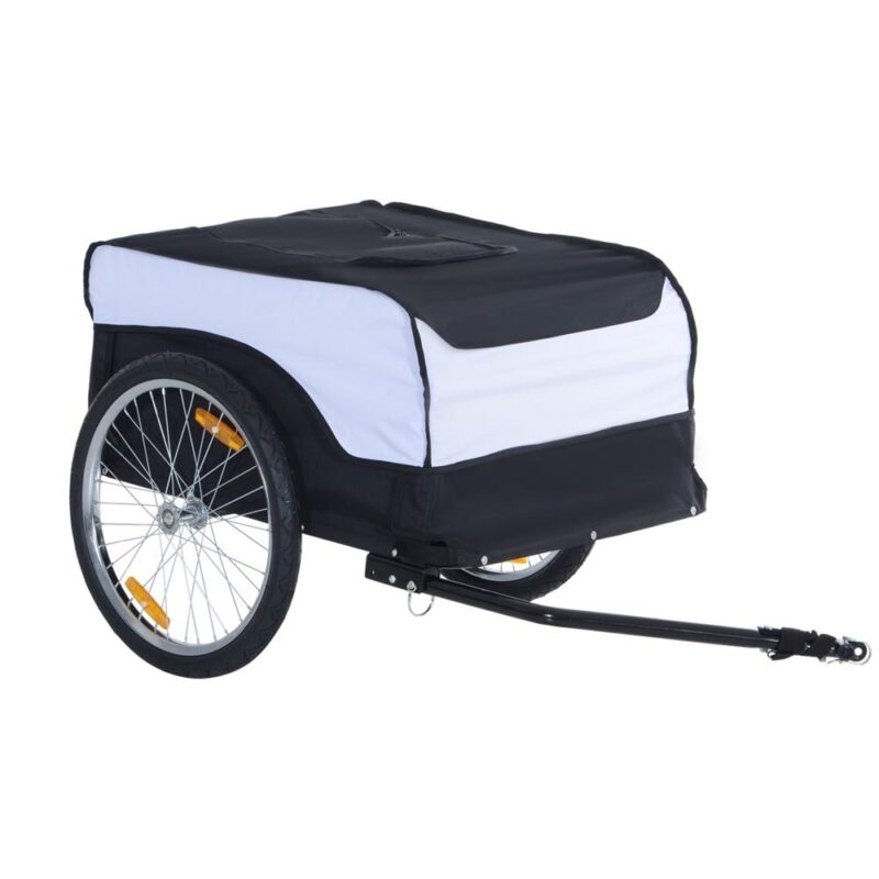 Heavy Duty hopfällbar cykelvagn 40 kg Kapacitet Stål och Oxford Vit/Svart