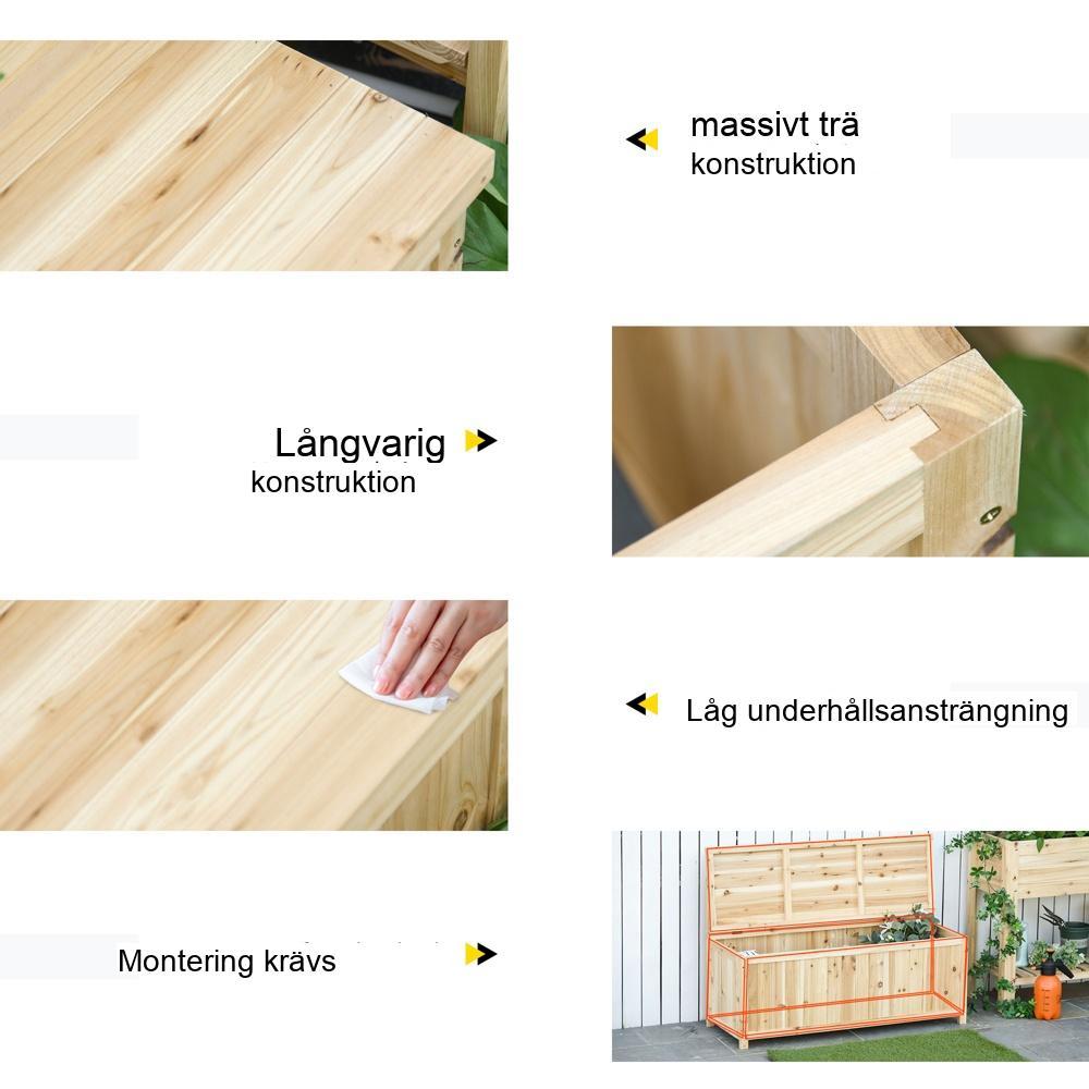 Trädgårdsbänk i naturgranträ med förvaringslåda, 2-sits, 250 kg kapacitet