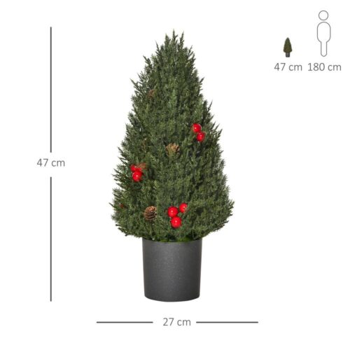 50 cm konstgjord cypress julgran med bär och kottar