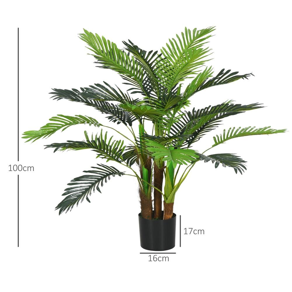 Realistiskt 100 cm konstgjord palm, 27 grenar, dekoration inomhus/utomhus