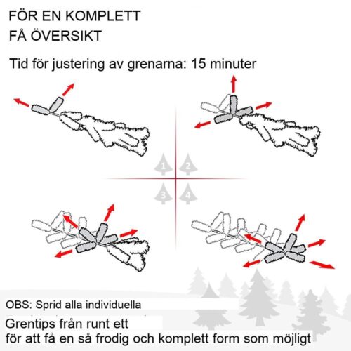 Konstgjord snöig julgran 6 fot med 1321 spetsar, hopfällbart metallställ