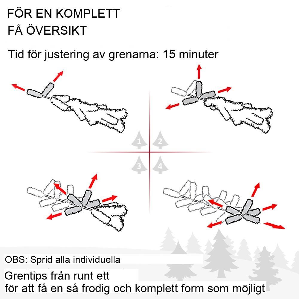 Konstgjord snöig julgran 6 fot med 1321 spetsar, hopfällbart metallställ